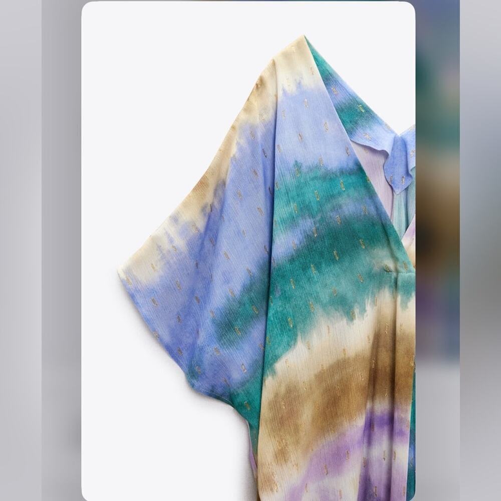 Zara Multi Colored TIE DYE TUNIC DRESS Size XL - XXL - Picture 9 of 14